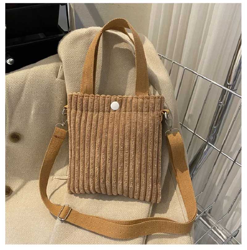 ISKYBOB Mini Tote Bag Women Corduroy Zipper Shoulder Bag Spring Summer New Fashion Handbag Single Shoulder Bag Crossbody SmallT251007