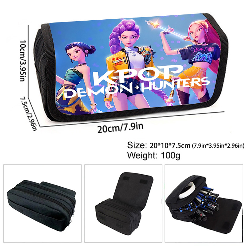 KPop Demon Hunters Pencil Case Pen Bag Cartoon Cute Stationery Bag Cosmetic Bags Storage Bag kids gifts