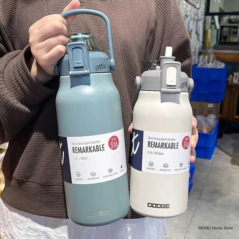 DODGE 13001700ML Tumbler Stainless Steel Thermos Bottle Portable Vacuum Flasks Outdoor Sports Water Cup Car Insulated Flask C251008