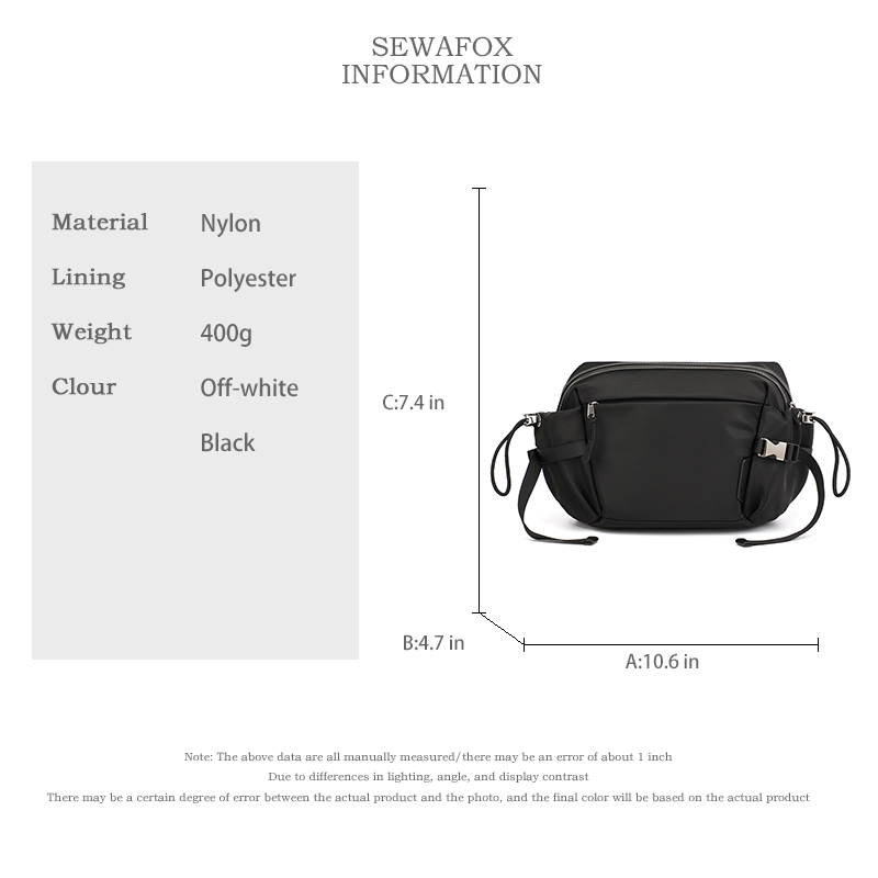 Sewafox Canvas Casual Messenger Bag Portable Simple Shoulder Bag Suitable for Daily use and Outdoor Travel Black and Gray