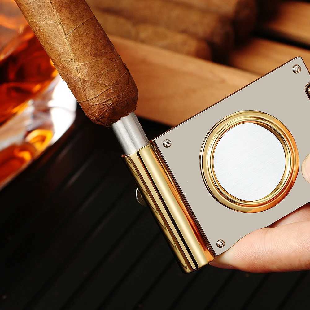 GNER Cigar Cutter Guillotine With Cigar Punch Hole Drill Opener Stainless Steel Tabacco Cutting Cigar Accessories Tool Y251008