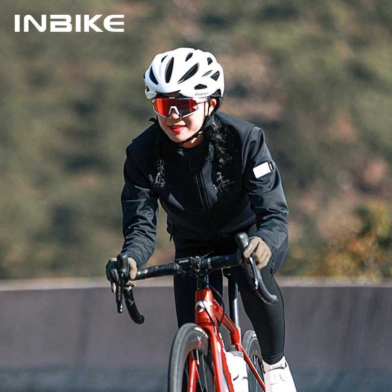 INBIKE 2023 Womens Long Sleeve Cycling Jersey Winter Warm Fleece Windproof Cycling Jacket Soft Shell Windproof Cycling Equipmen J251008