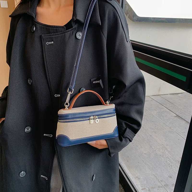 Designer Wen Zipper Shoder Bags Portable Box Handbag Canvas Pahwork Fi Crossbody Bag Ladies Cmuter Phe Pouch Purse Y251120