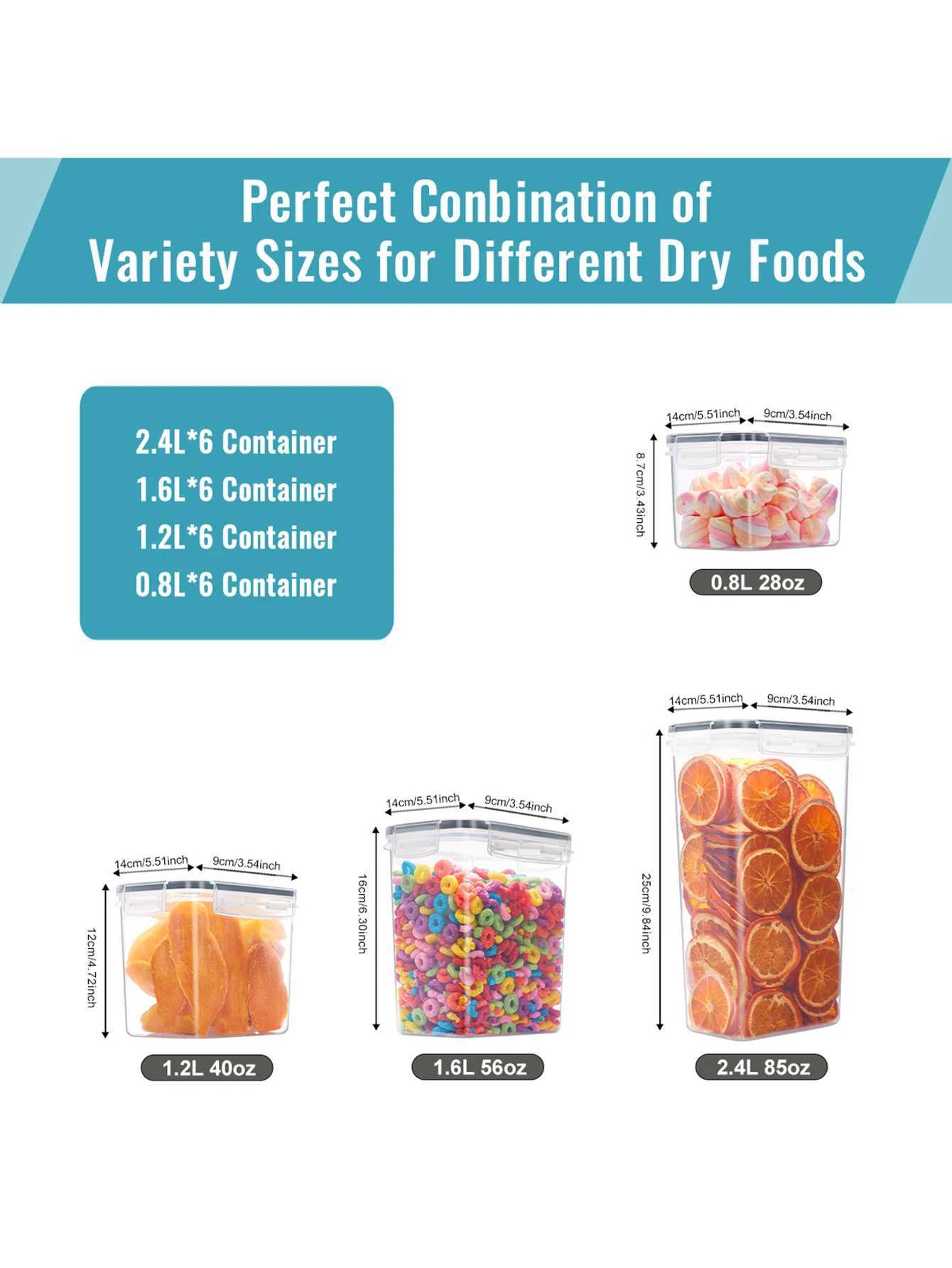 24pcs New Kitchen Sealed Storage Box Set Dry Food Storage For Sugar Flour Baking PP Material Comes with Convenience Stickers C251008