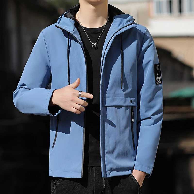 Autumn and winter hooded jacket mens thin outdoor windproof jacket slim fit and fashionable jacket J251008
