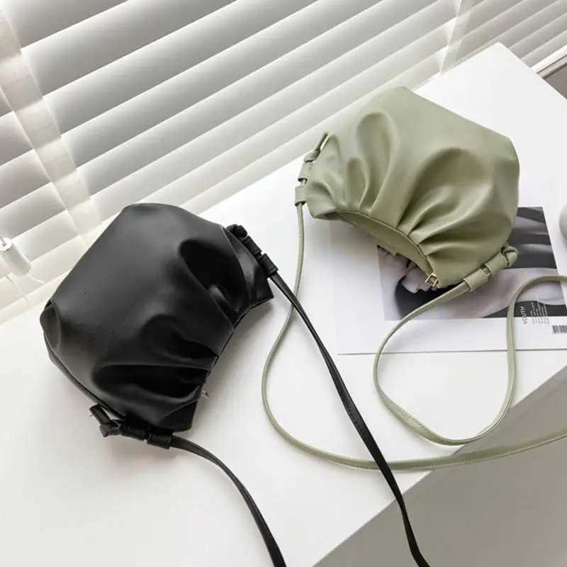 Women Single Shoulder Bag Fashion Solid Color Crossbody Bag Female Pleated Design Ladies Handbag Mini Cloud Bag For GirlT251007