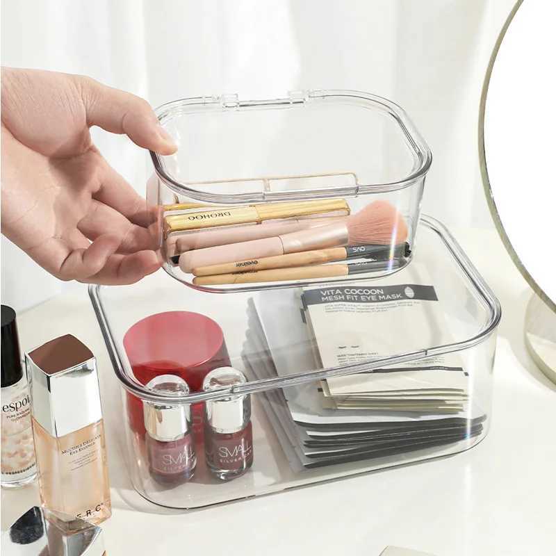 Transparent Acrylic Cosmetics Storage Box with Lid Waterproof Dustproof Jewelry Make Up Organizer for Home Desktop Storage Box C251008