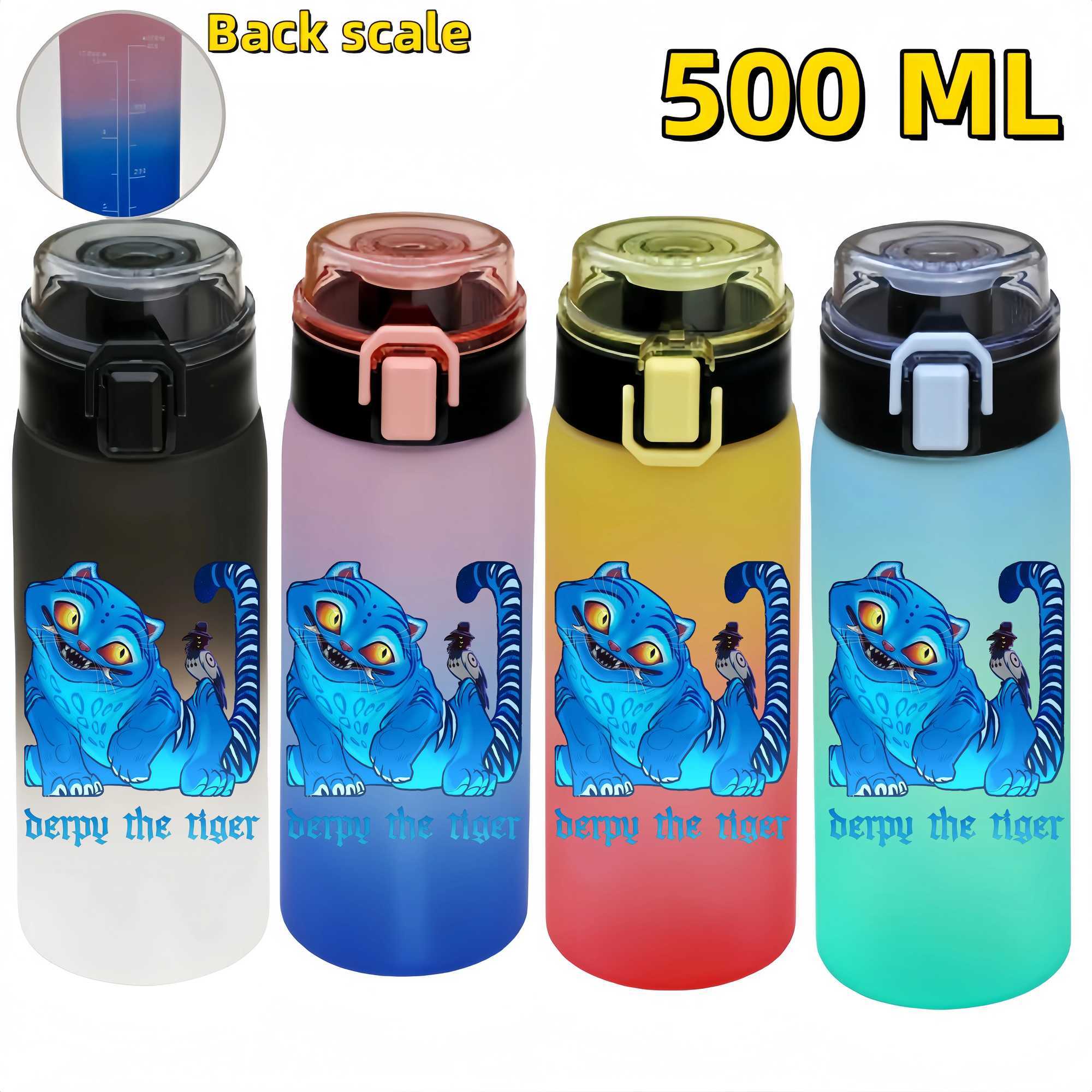 500ML K Pop Demon Hunters Water Bottle Girls Summer Sports Large Capacity Water Bottle Cartoon Figure Printed Plastic Bottles C251008