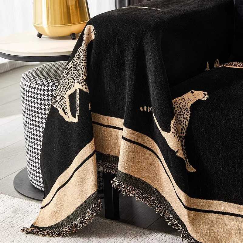 Chenille Sofa Towel Leopard Animal Anti Cat Scratch Furniture Protector Bedspread Sofa Towel Full Cover Blanket Sofa Towel Cloth Y251008