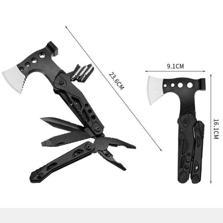 New High Quality Outdoor Multi Functional Camping Hiking Axe Pliers Camping Fire Folding Hammer Portable Life Saving EDC Tool J251121