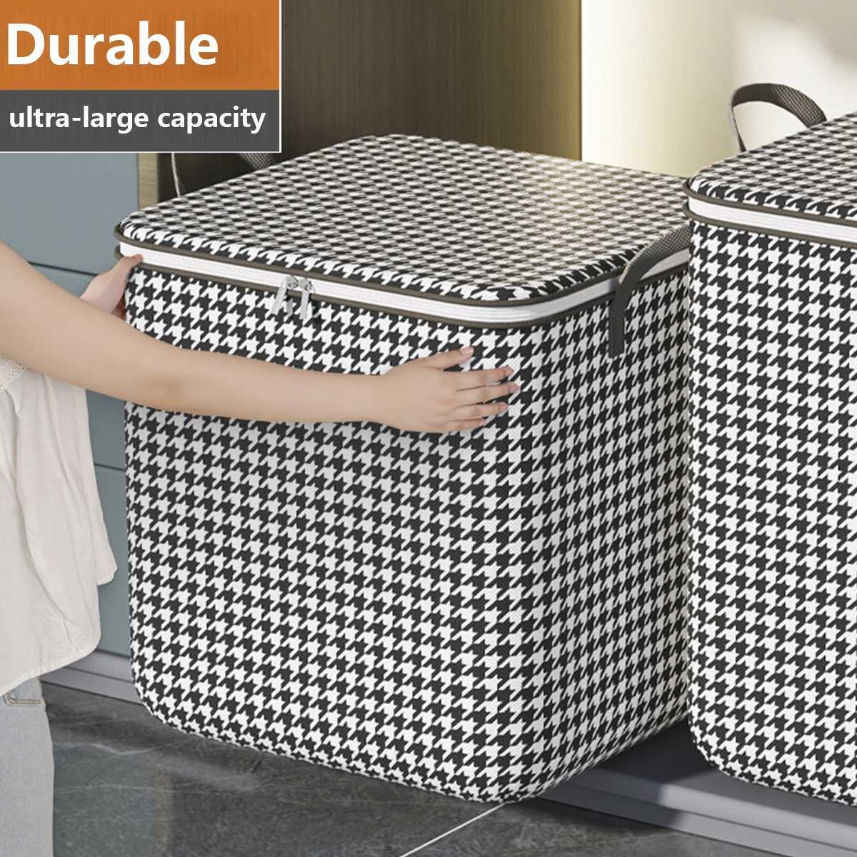 Large Capacity Clothes Storage Bag Foldable Blanket Storage Bags with Zipper and Handle Large Capacity Clothes Organizer C251008