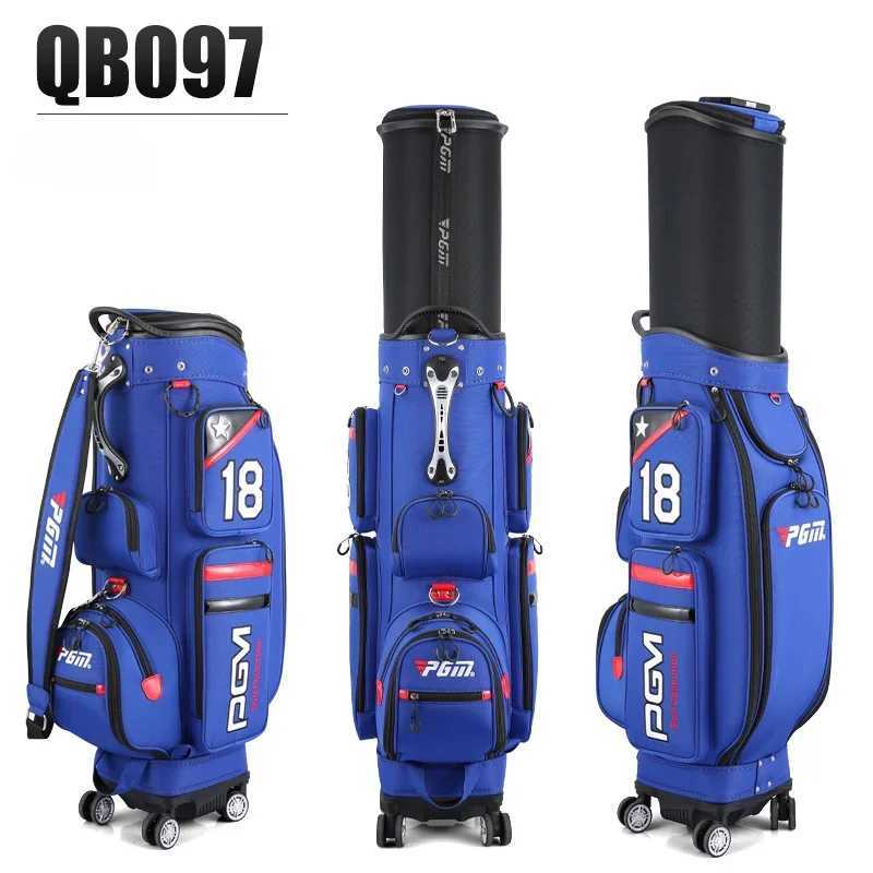 PGM Men Golf Bags Scalable Ball Cap Waterproof Nylon Large Capacity Accessory Hold 13pcs Clubs Golf pouch 4 Universal Wheel J251008