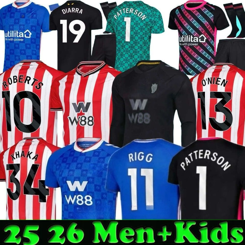 SUNDERLAND 25 26 Away Soccer Jerseys BELLINGHAM STEWART SIMMS ROBERTS CLARKE DAKU EMBLETON SEELT E O'NIEN PATTERSON Football Shirt PRITCHARD Men KiDS