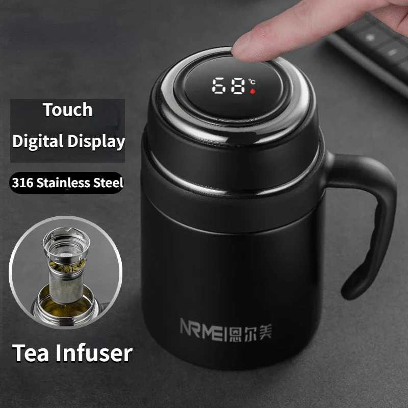 500650ml Digital Display Thermos Cup with Tea Infuser Premium Stainless Steel Vacuum Flasks Portable Handgrip Tea Mugs C251008