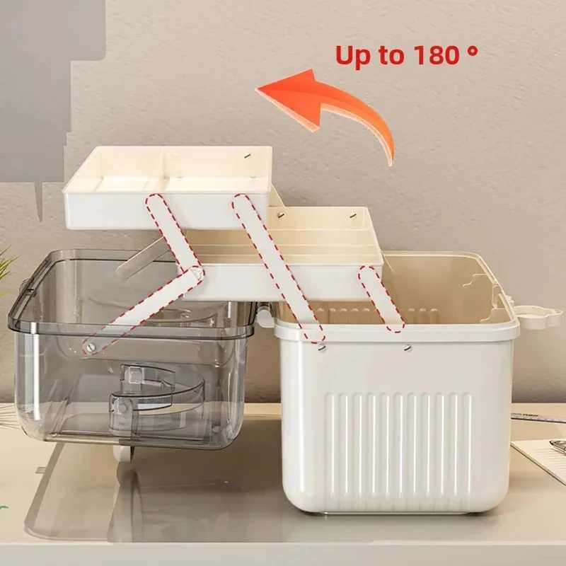 3 Tiers Makeup Stationery Storage Box Large First Aid Kit Medicine Box For Student Pencil Notebook Cosmetic Dustproof Organizer C251008