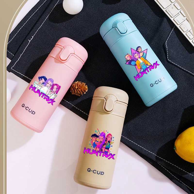 450ml Kpop Demon Hunters Glass Bottle for Boys Girls Anime Cartoon Fashion Cups Students Portable Simple Sports Water Cup Gifts C251008
