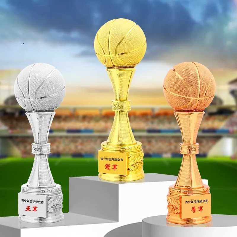 Large basketball trophy Football trophy gold silver bronze award for outstanding players souvenir custization Y251008