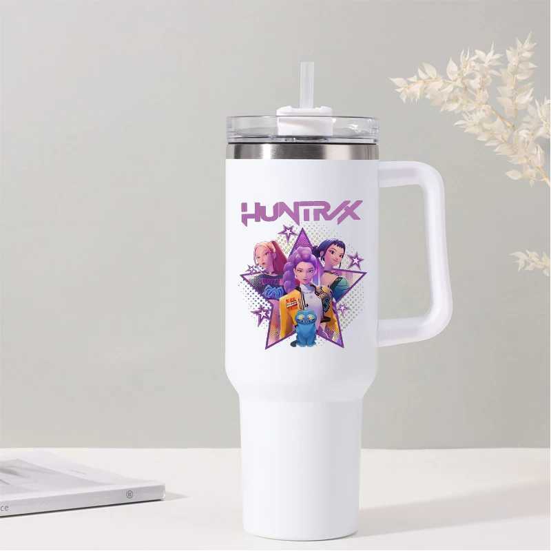 1000ml Kpop Demon Hunters Stainless Steel Insulated Cup Anime Fashion Large Capacity Water Cups Students Portable Water Bottle C251008