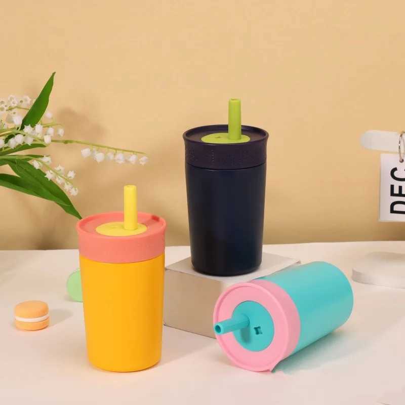 12oz Portable Thermos Cup Coffee Mug Stainless Steel Vacuum Flask ColdHot Sport Cup Car Cup with Straw Travel Mug Insulated Cup C251008