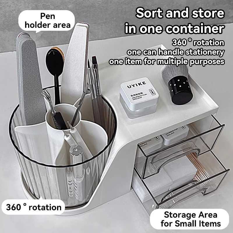 3 in 1 Nail Accessories Organizer Box Nail Art Tool Storage Box Swab Container Makeup Brush Holder Manicure Pen Organizer Store C251008