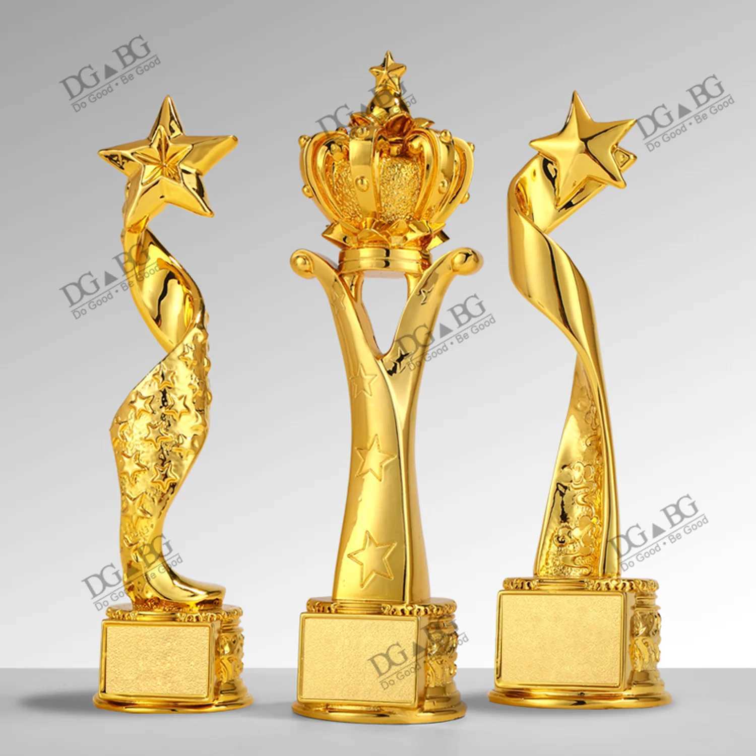 Cust Gold Resin Trophy for Childrens Performances featuring Figurines like Dancing Tree Singing Goddess suitable Y251008