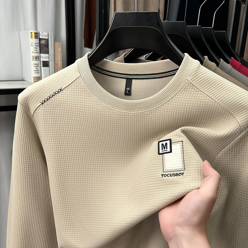 High-end Crew Neck Sweatshirt Men's Long Sleeve T-shirt Spring Autumn Designer Designer Shirt Polo Hoodie 2025 New Jacquard Casual Business Base 