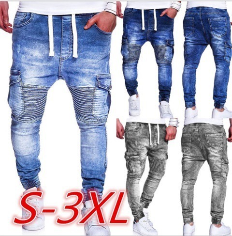 Men's Jeans Mens Ripped Skinny Biker Destroyed Frayed Slim Fit Denim Pants Trousers 230731