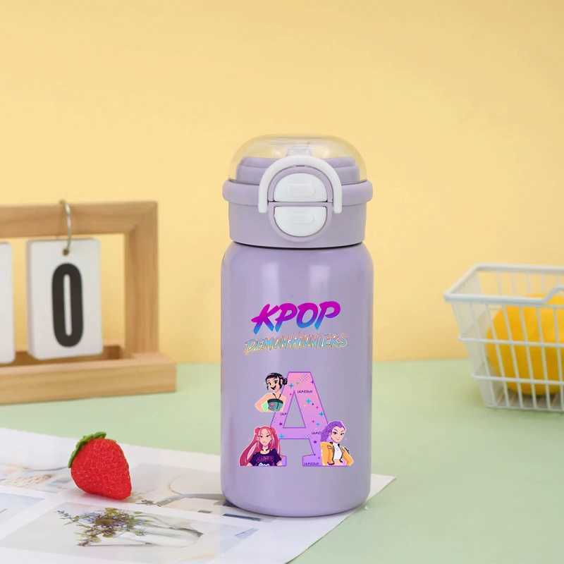 Kpop Demon Hunters Stainless Steel Insulated Cup for Women Anime Letter Printed Water Bottle Students Fashion Portable Draw Cup C251008