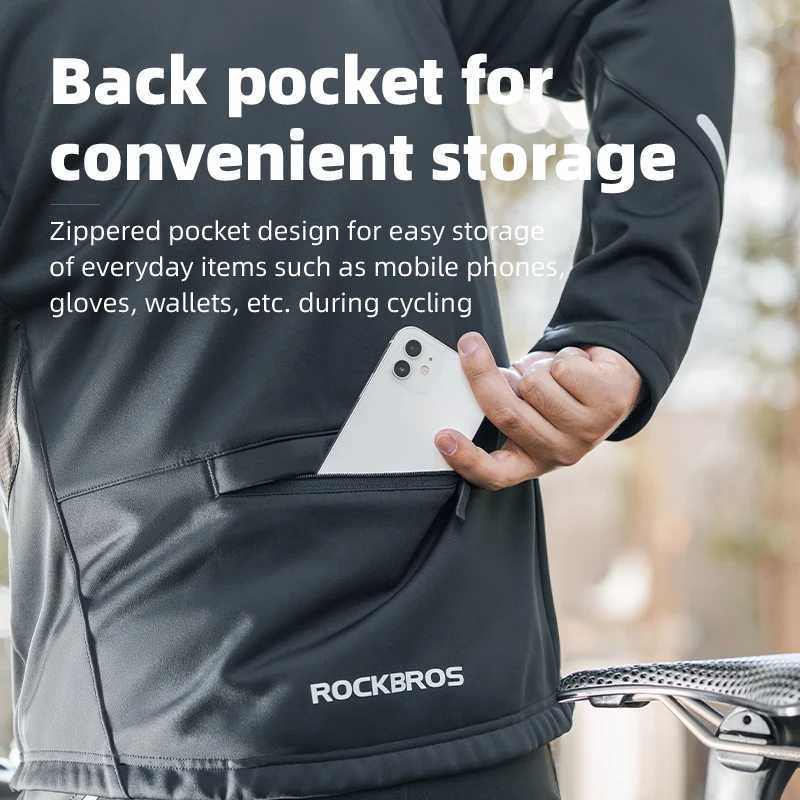 ROCKBROS Winter Cycling Jacket Hoodies Warm Fleece Thermal Windproof Hooded Jacket Long Sleeves Men Windbreaker Cycling Clothing J251008