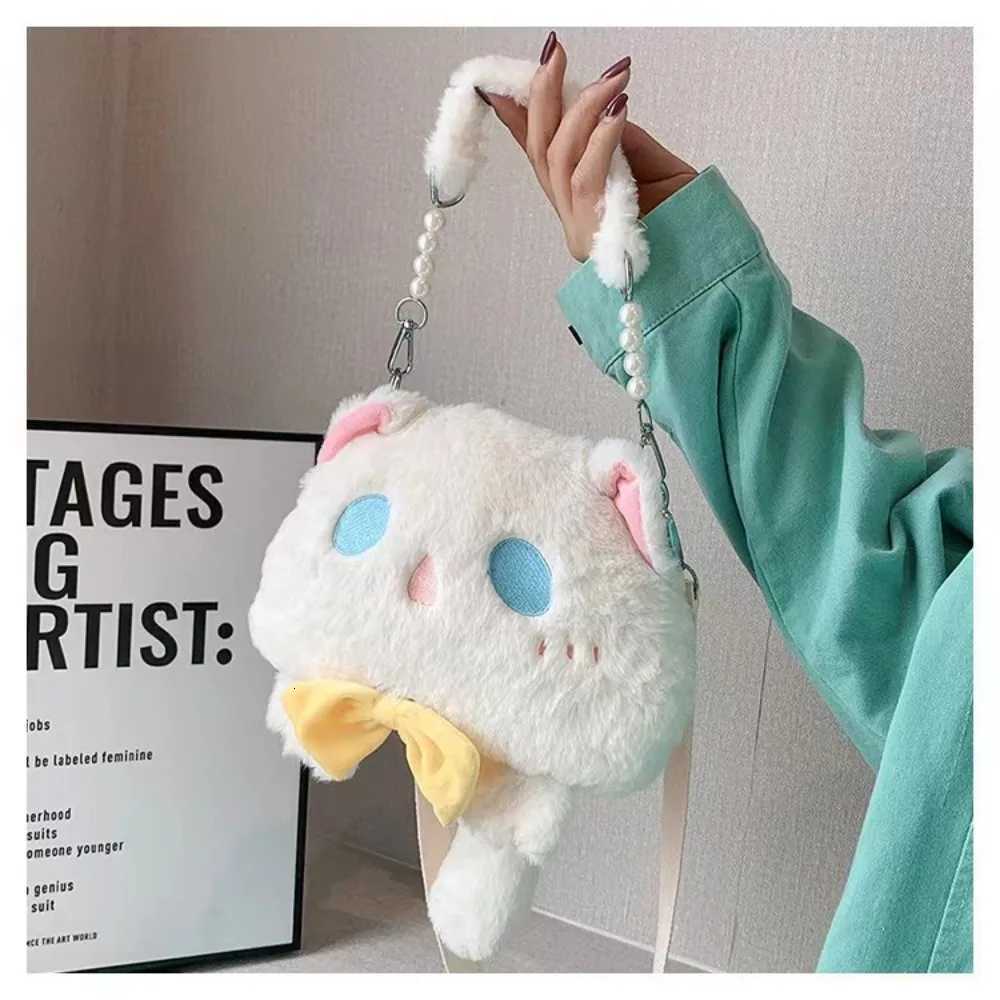 High Capacity Large Capacity Bag Cat Shaped Faux Fur Doll Bag Handheld Crossbody Bag LadyT251007