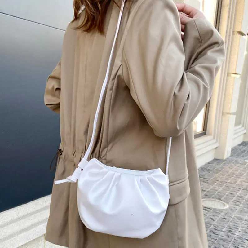 Women Single Shoulder Bag Fashion Solid Color Crossbody Bag Female Pleated Design Ladies Handbag Mini Cloud Bag For GirlT251007
