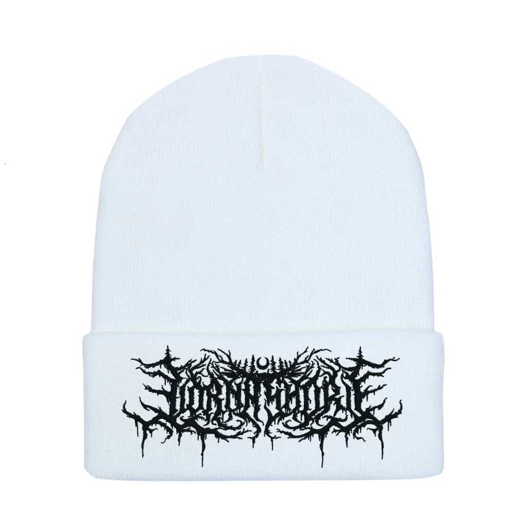 Lorna Shore Beanie Embroidery Grunge Knitted Hat Soft Gothic Y2k Punk Streetwear Winter Hat Unisex Outdoor Sports HatXJ251008