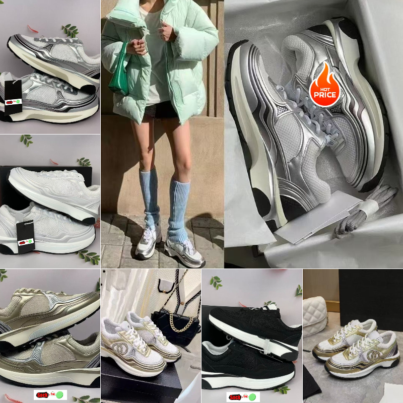 Designer sports shoes luxury shoes classic calf leather dad shoes nylon printed embroidery Women fashion platform lace up running shoes free shipping