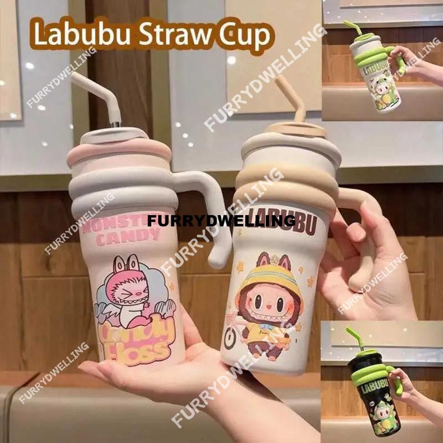 Labubu Straw Large Capacity Cartoon Portable Vacuum Anime Cute Students Children Travel Water Dwe74 Cup Girl Holiday Gifts Xj250616