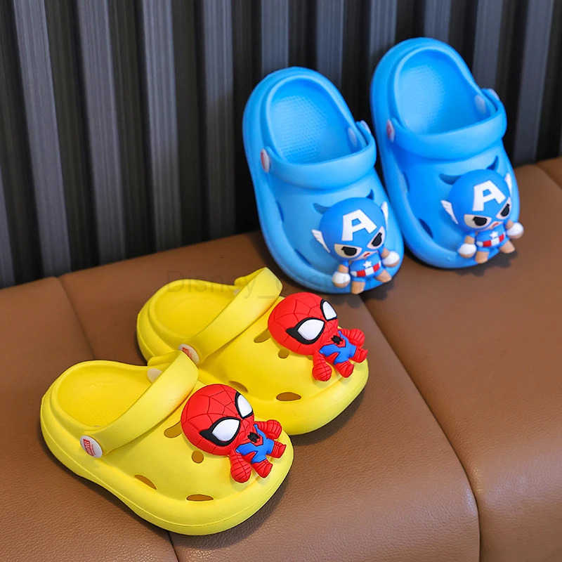 Disney Kids Slippers for Boys Summer Beach Indoor Slippers Cartoon Spiderman Home Soft NonSlip Children Slippers Garden Shoes H251008
