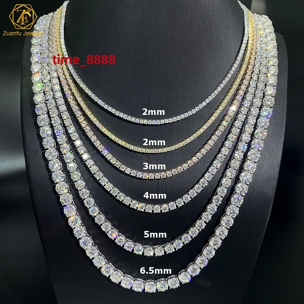 Free GRA Certificate S925 Sterling Silver Moissanite Necklace Cheap Price Iced Out Diamond Moissanite Tennis Chain