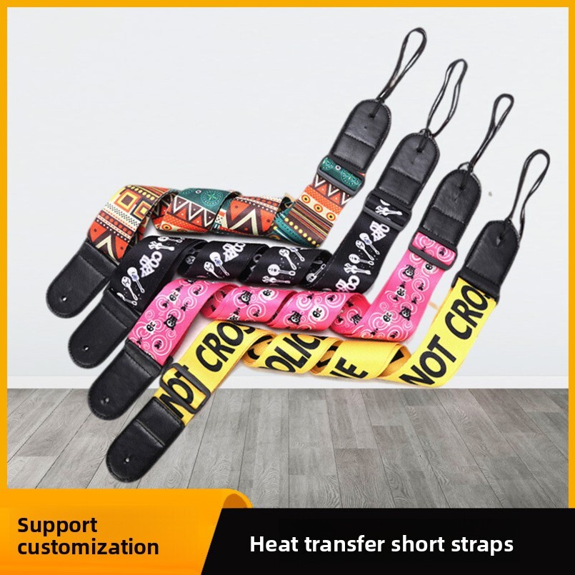 Adjustable PUNK Accessories Customizable Folk Acoustic Guitar Painted Printed PU Leather Strap