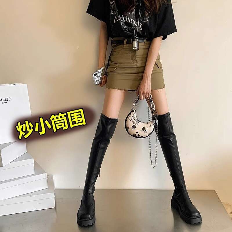 2025 New Niche Elastic Over-the-Knee Women, Large Tube, Slimming Riding Boots, Thick Sole, Non-Slip Long Boots for Women c0