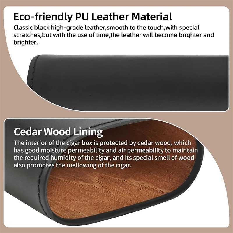 Leather Cigar Case ThreeFinger Cedar Wood Lining Travel Humidors for Cigars Cigar Accessories Y251008