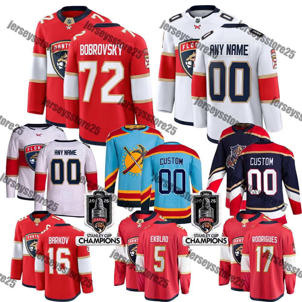 Floridas Panthers Hockey Jersey 16 Bobrovsky Barkov Stanley Cup Champion Jerseys 19 Matthew Tkachuk Brad Marchand Sam Bennett Sergei Cousins Verhaeghe Jersey