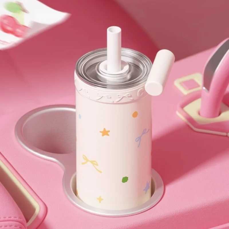 Bablov Thermos Cup Doublelayer Cold Insulation Straw Cup Stainless Steel Vacuum Flask High Borosilicate Glass Liner Coffee Cup C251008