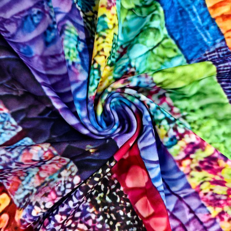 Women's Milk Silk V-Neck Patchwork Blouse Bohemian Style Quilted Tunic Multi-Color Mixed-CF53738