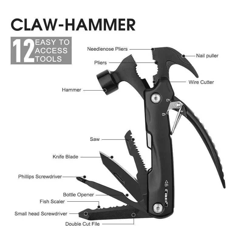 Multifunction Mini Hammer Camping Pliers Outdoor Survival Gear Folding Tool Hammer for Camping Accessories and Home Use J251121