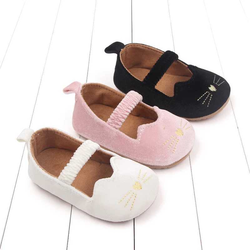 2025 Baby Shoes Cute Kitty Toddler Outdoor Walking Mary Jane Shoes Slip on Style TPR Sole Anti Slip for Baby Prewalking C251008