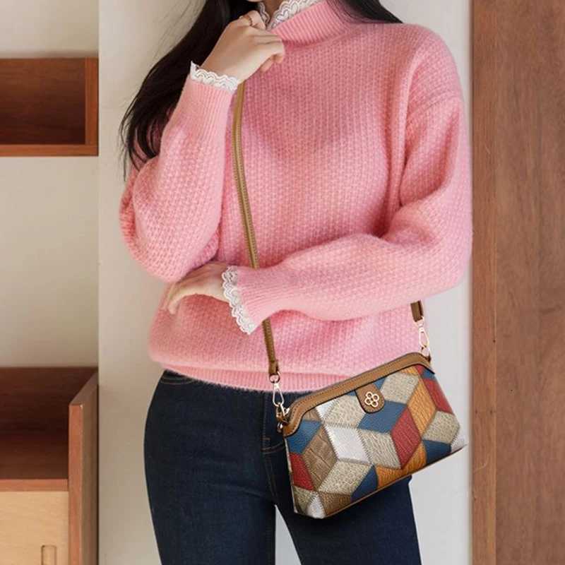 Mens and womens niche ethnic design single shoulder bag patchwork color crossbody bagT251007