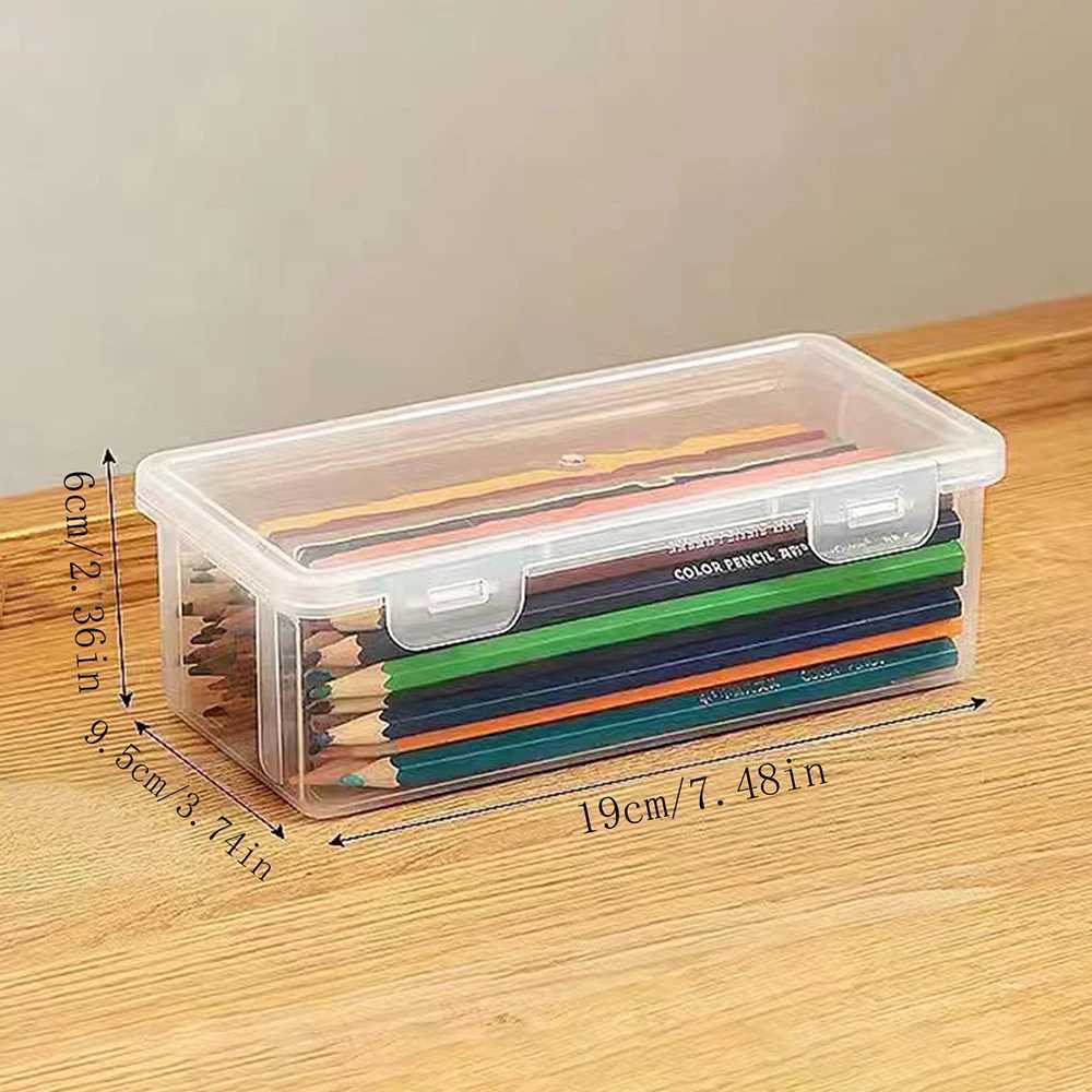 1PC Storage box Transparent stationery pen Childrens crayon pen bag Desktop storage and clutter C251008