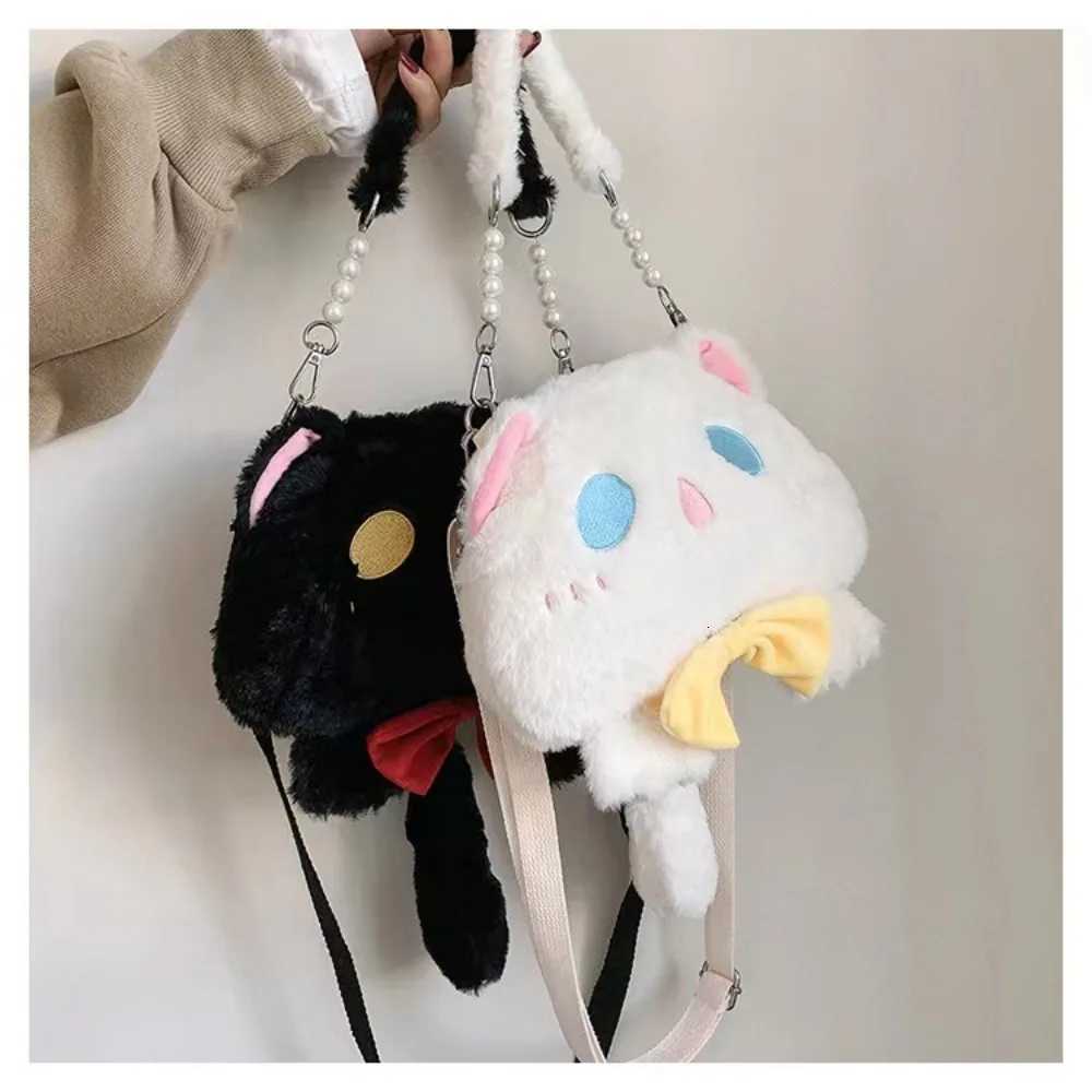 High Capacity Large Capacity Bag Cat Shaped Faux Fur Doll Bag Handheld Crossbody Bag LadyT251007