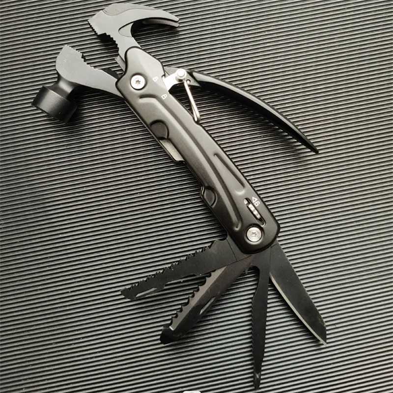 1pc 15 In 1 Multifunctional Hammer Stainless Steel Portable Folding Knife Pliers For Outdoor Survival Camping And Hiking J251121