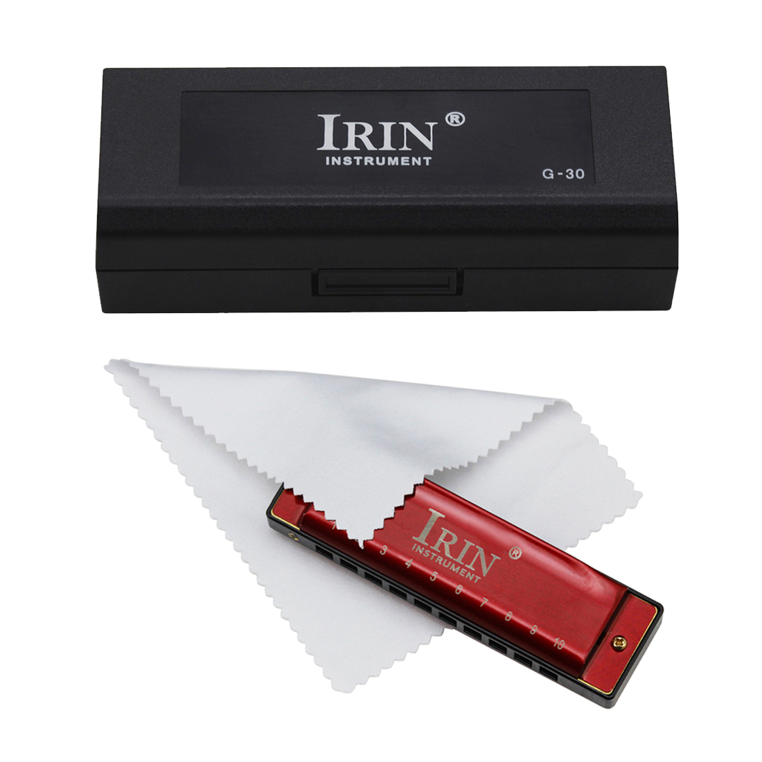 IRIN G-30 Red 10-Hole 20-Reed Harmonica - Brass Cover with Water-Resistant Comb, Excellent Air Tightness and Portable Design for Rich Stable Tone