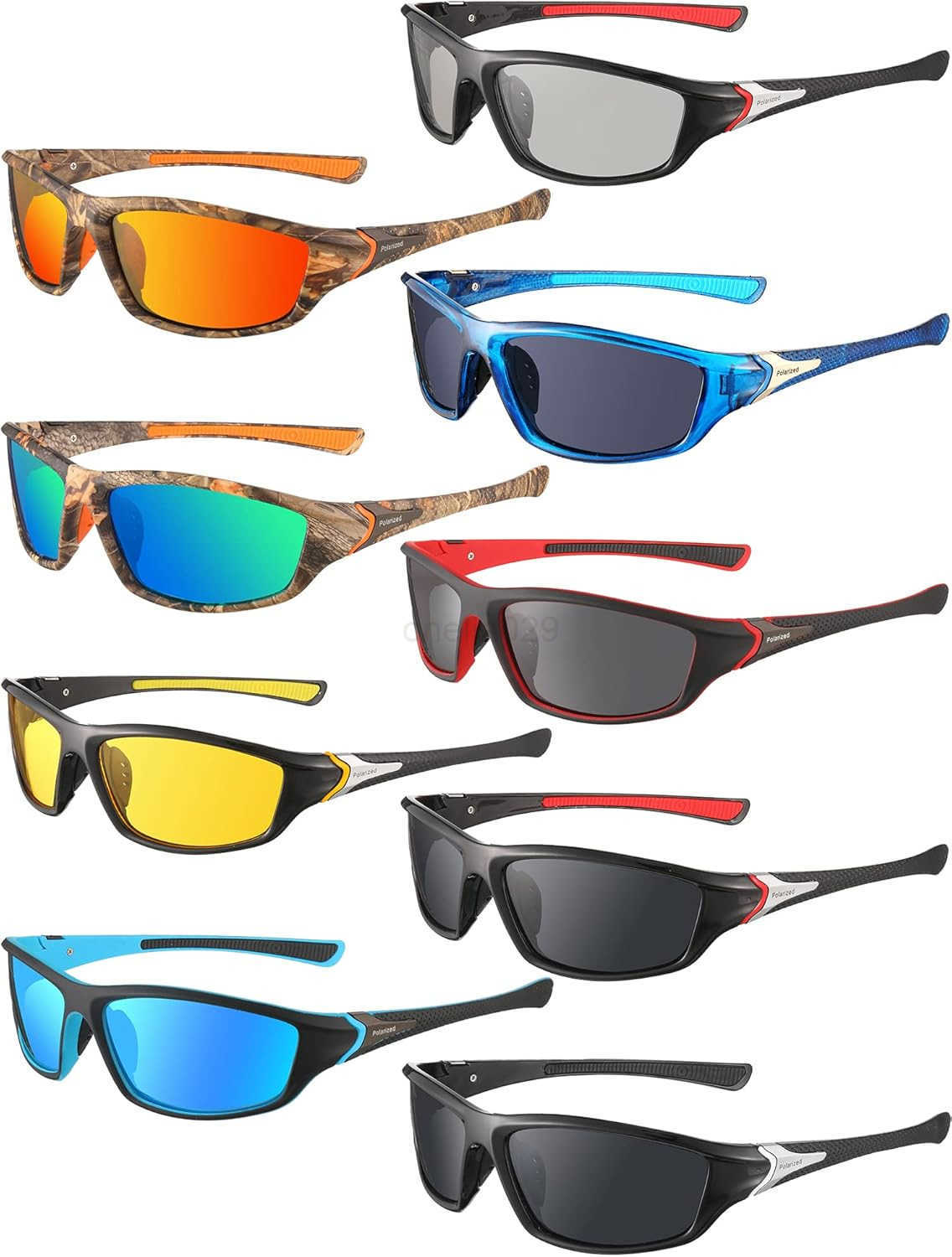 9 Pairs Polarized Sports Sunglasses for Men Driving Shades Running and Polarized Sunglasses W251008